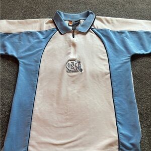 Mens And1 Sz Large Vintage UNC Tarheels 1/4 zip shooting shirt white and blue